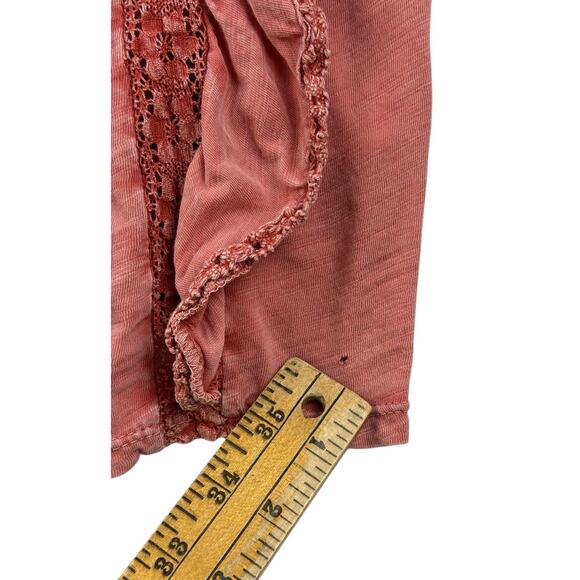 Free People Le Femme Ruffled Crochet Top Coral Pink Beachy Victorian Boho Small - Picture 10 of 10